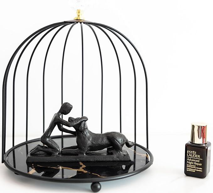 Boy and Dog Statue, Love of Dog Sculpture, Gifts for Dog Lovers, Dog Memorial Gifts for Man and Boy, Cast Iron, Black-VerdiqueGarden