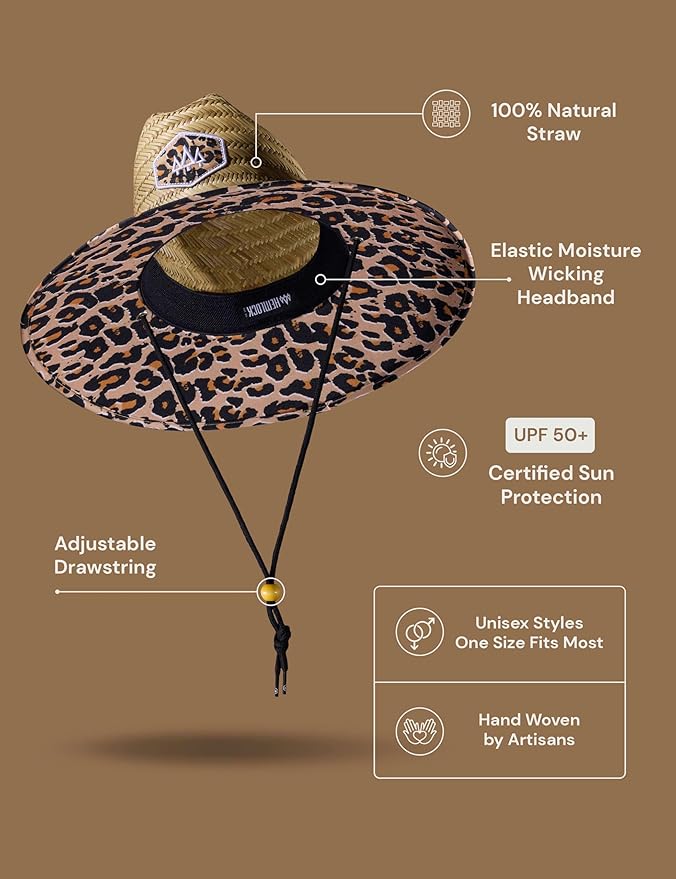 Straw Hat for Men & Women | Lifeguard Hat, Beach Hat & Sun Hat | UPF 50+ Wide Brim for Sun Protection | One Size | Hemlock-VerdiqueGarden