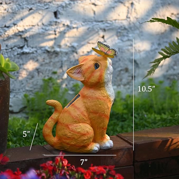 Cat Garden Figurines Outdoor Decor Solar Statue with LED Lights for Patio Lawn Yard Art Decoration Housewarming Garden Gift-VerdiqueGarden