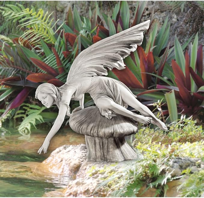 Design Toscano The Daydream Fairy Garden Statue, 18 Inch, Polyresin, Antique Stone-VerdiqueGarden