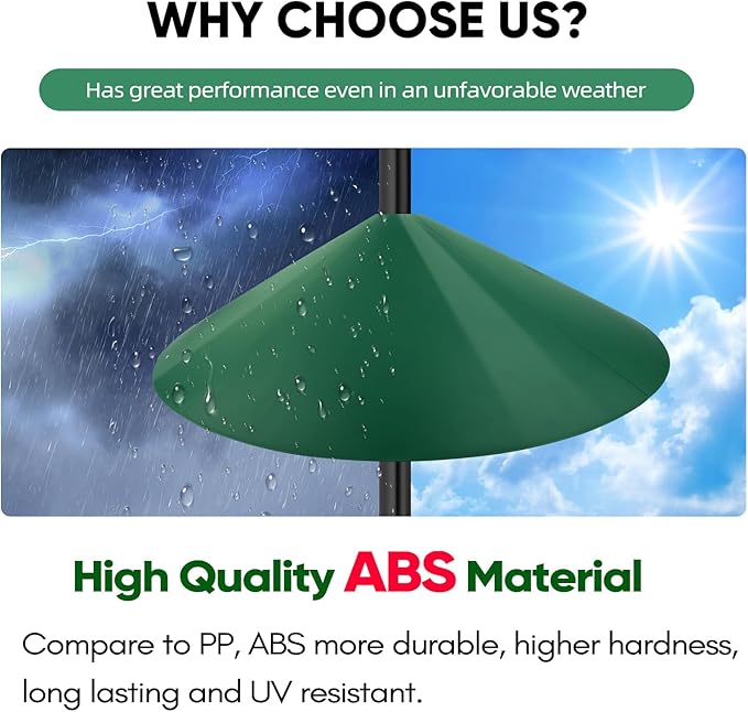24-inch Large Outdoor Squirrel Baffles for Bird Feeders Pole, Two Way Use, Green Color-VerdiqueGarden