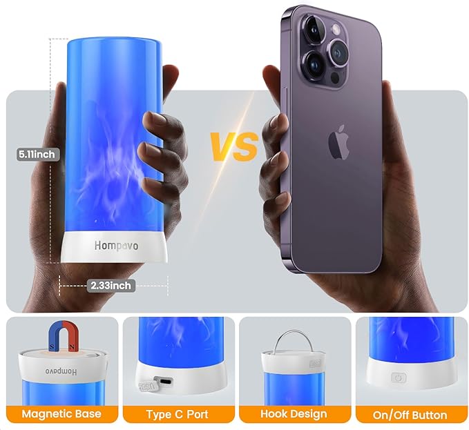 【Upgraded】 LED Flame Lights with Remote & Timer, 4-Mode Rechargeable Battery Operated Flameless Candles, Waterproof Pillar Flickering Lanterns for Room Patio Wedding Halloween Home Decor, Blue-VerdiqueGarden