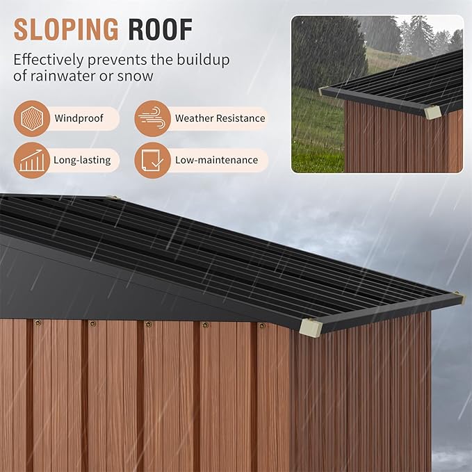 5x3 Ft Storage Shed, Outdoor Metal Shed with Floor Base& Lock, Small Lean to Shed, Compact Vertical Outside Bike Tiny House for Garden, Backyard, Patio, Tool-VerdiqueGarden