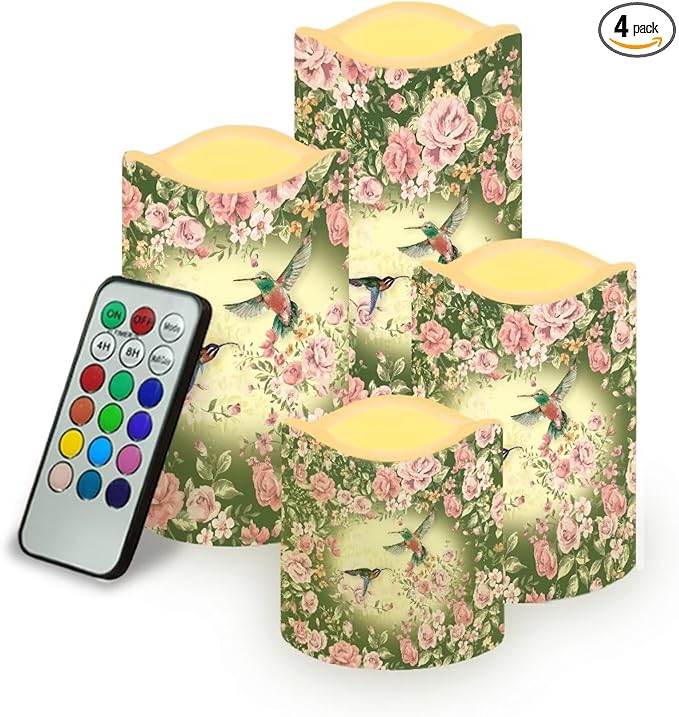 Ystardream Fortune Hummingbird Flameless Candles Battery Powered with Multicolor Timer Remote Control Everlasting Fake Candles for Party Garden Indoor Outdoor Coastal Decors-VerdiqueGarden