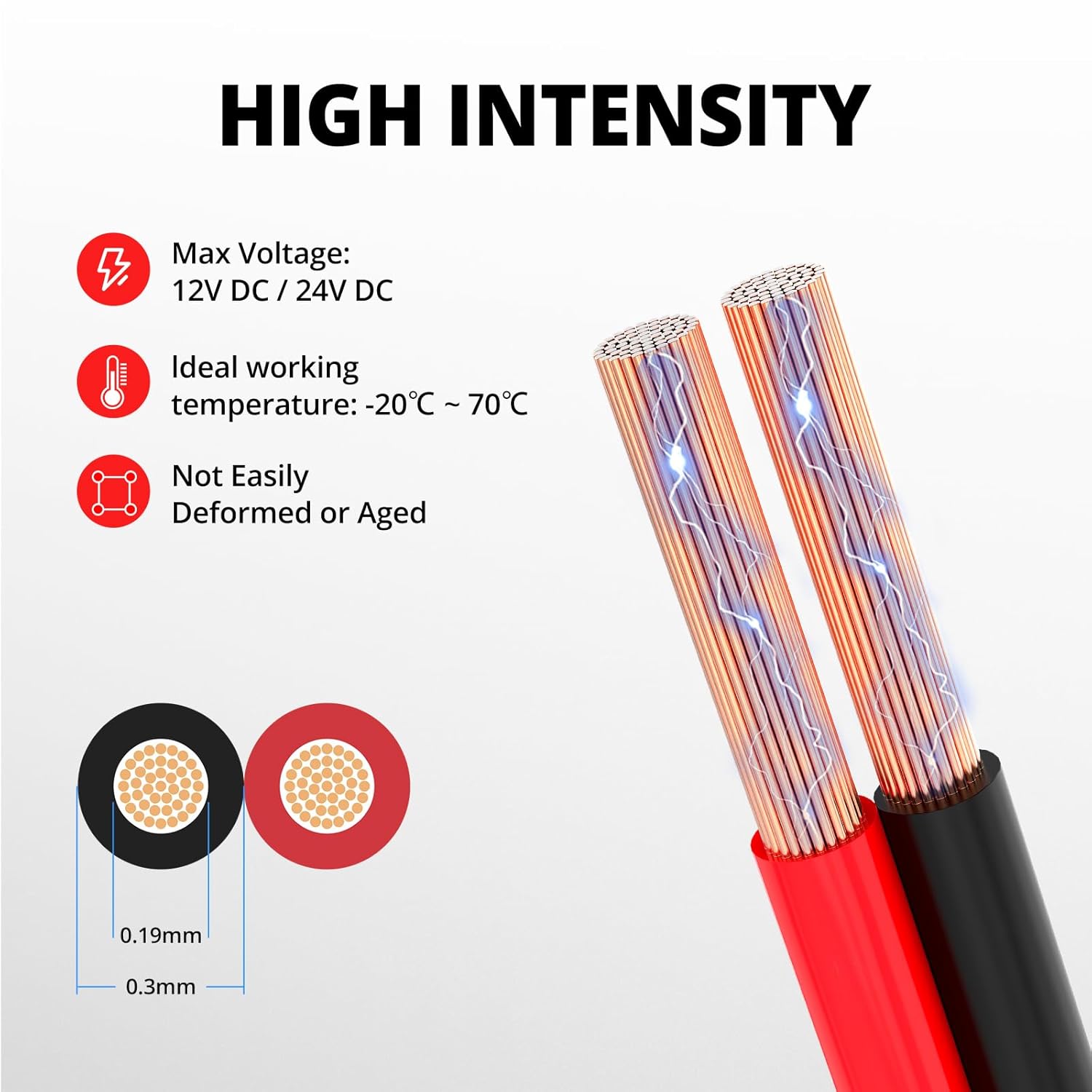 NAOEVO 16 Gauge Wire 300FT, 2 Conductors Electrical Wire Red Black Cable, Flexible/Low Voltage/PVC 16 AWG Copper Clad Aluminum Extension Cord for Speaker, LED Strips, Automotive 12V/24V DC-VerdiqueGarden