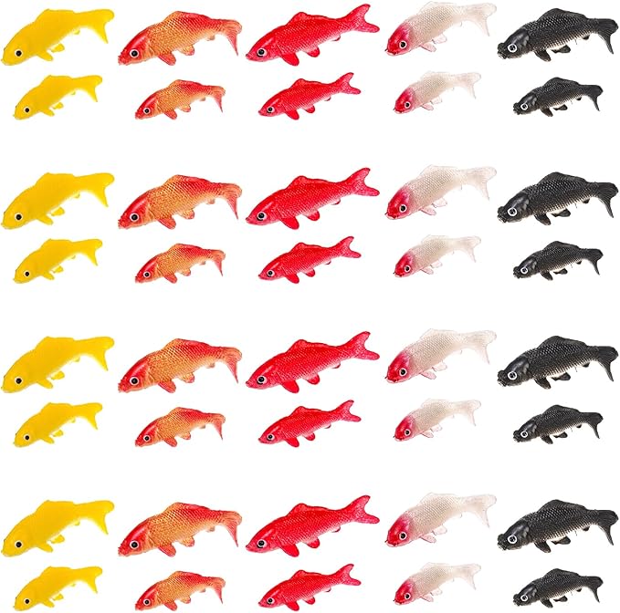 ZENFUN 50 Packs Mini Koi Fish, Cute Miniature Fish Fake Mini Fish Set, Plastic Small Koi Fish, Tiny Fish Model Bulk for Ornament Supplies, Cake Decoration, Fish Tank DIY, Fairy Garden Supplies-VerdiqueGarden
