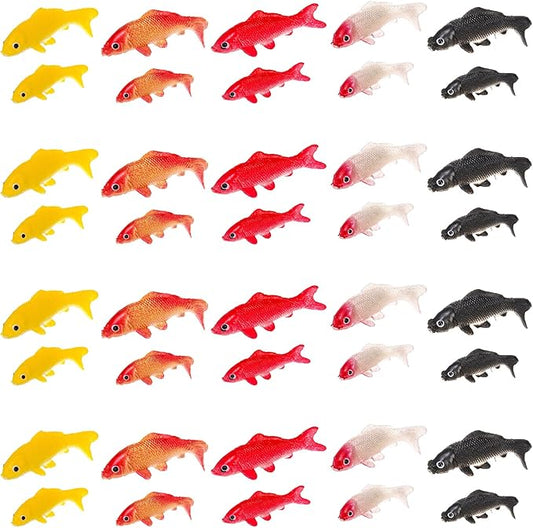 ZENFUN 50 Packs Mini Koi Fish, Cute Miniature Fish Fake Mini Fish Set, Plastic Small Koi Fish, Tiny Fish Model Bulk for Ornament Supplies, Cake Decoration, Fish Tank DIY, Fairy Garden Supplies-VerdiqueGarden