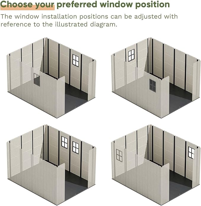 Patiowell 8 x 10 FT Resin Outdoor Storage Shed with Floor, Plastic Shed with Window and Lockable Door for Garden, Backyard, Tool Storage Use, Easy to Install in Beige (Kick-it Shed)-VerdiqueGarden