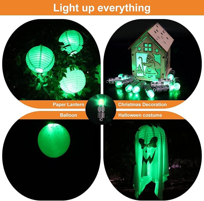 SumDirect Pack of 12 LED Mini Non-Blinking Lights for Paper Lanterns Balloons Floral Wedding Halloween Christmas Party Decoration Centerpieces (12, Green)-VerdiqueGarden