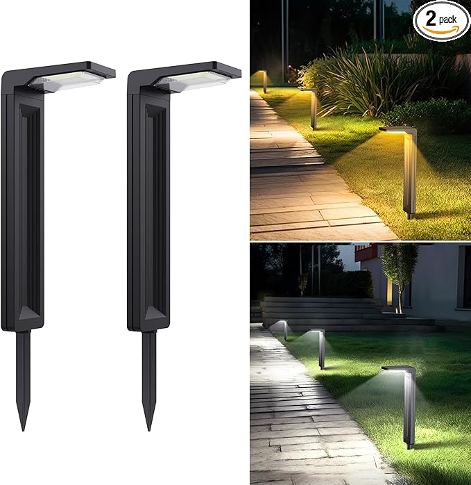 Sunvivo Solar Pathway Lights,2 Modes(Cool White or Warm White),Bright Solar Path Lights Outdoor Waterproof,Perfect Elegant Guide Light or Deco for Yard,Garden,Lawn,Sideway,Driveway,Walkway (2Pack)-VerdiqueGarden