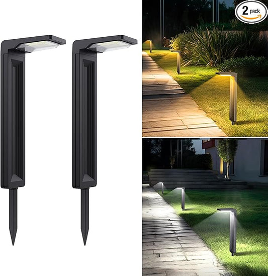 Sunvivo Solar Pathway Lights,2 Modes(Cool White or Warm White),Bright Solar Path Lights Outdoor Waterproof,Perfect Elegant Guide Light or Deco for Yard,Garden,Lawn,Sideway,Driveway,Walkway (2Pack)-VerdiqueGarden