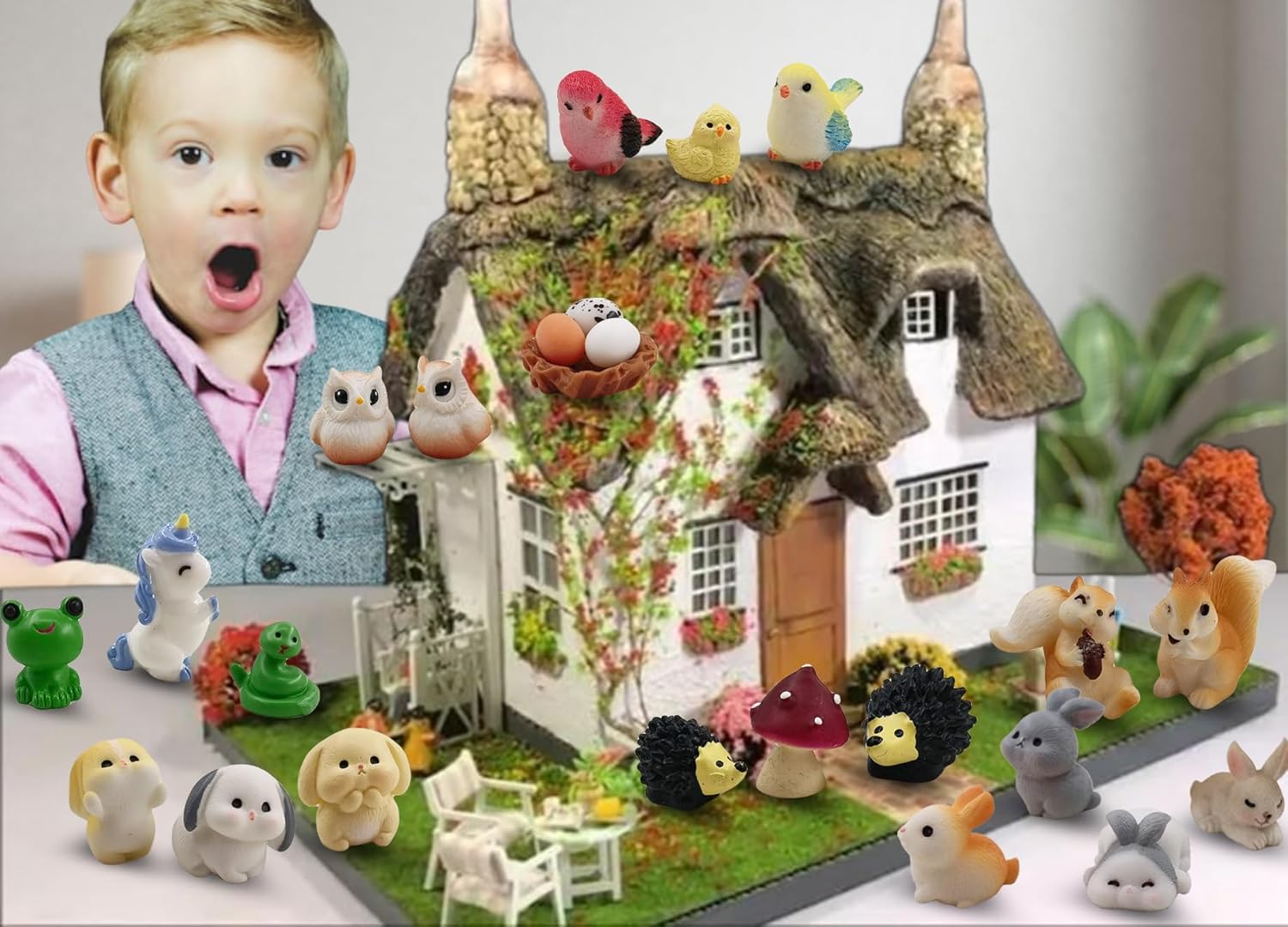 30 Pcs Tiny Resin Animals to Hide Mini Forest Animals Figurines for Miniature Garden Fairy Garden Succulents Plants Ornaments-VerdiqueGarden