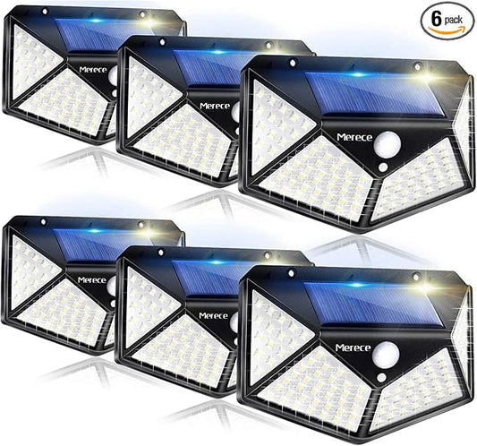 VINHMOR Solar Lights Outdoor 6 Pack, 100LED/3 Modes 270° Lighting Angle Motion Sensor Security Lights, IP65 Waterproof Wall Lights Solar Powered, Bright for Backyard Garden Fence Patio Front Door-VerdiqueGarden