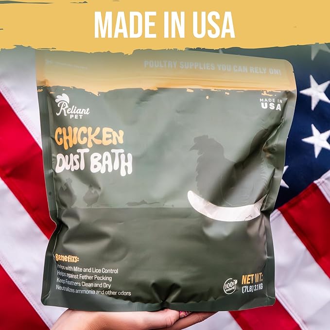 Chicken Dust Bath - 7lbs, Made in USA Natural Dust Bath for Chickens - Ideal Chicken Dust for Bath Tub Mix - Poultry Dust Powder for Chicken Coop-VerdiqueGarden