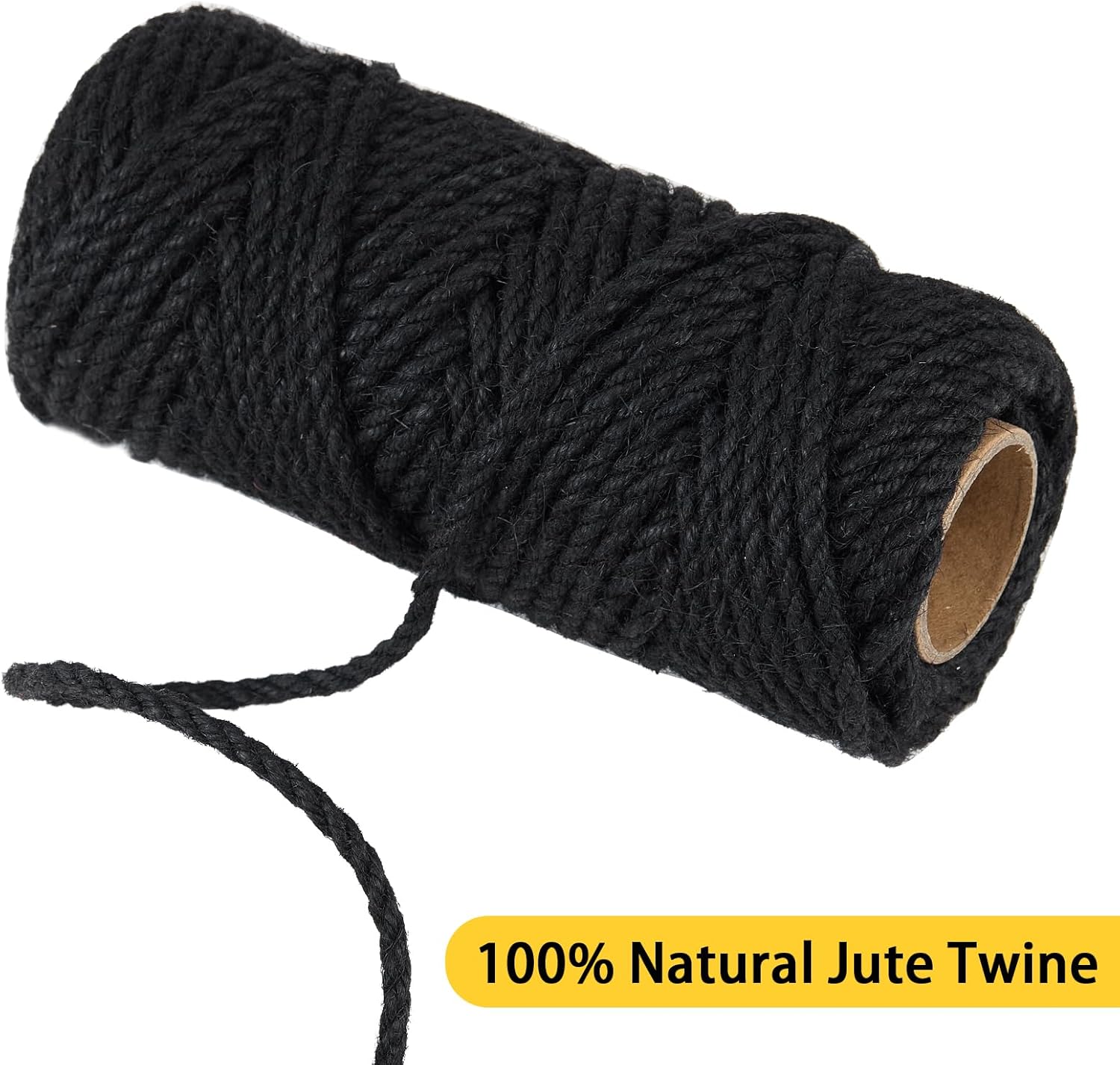 100 Feet 4mm Thick Black Natural Jute Twine, Garden Twine Heavy Duty Industrial Packing Materials String Wrapping, Arts, and Crafts, Halloween Wrapping, Gardening Applications-VerdiqueGarden