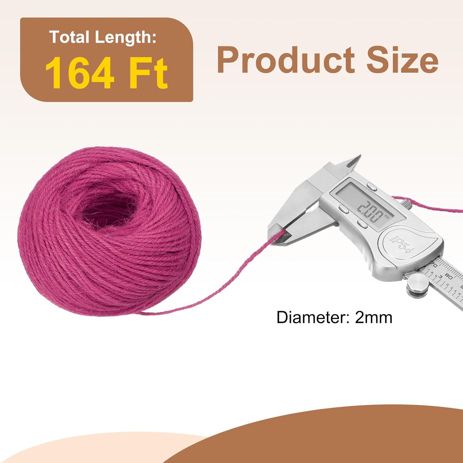 uxcell 164 Feet Natural Jute Twine String,2mm Thin Garden Twine Rope Colored Plant String Cord for DIY Art Crafts Gift Wrapping Decoration Packing Gardening Plant Hanger,Rose Red-VerdiqueGarden