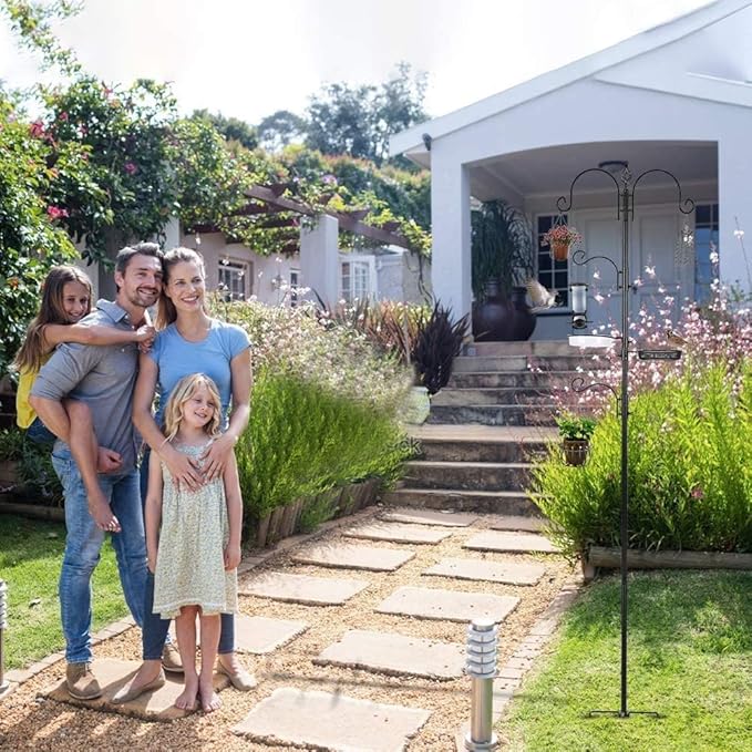 ERYTLLY Bird Feeding Station Kit Bird Feeder Pole Wild Bird Feeder Hanging Kit Planter Hanger Multi Feeder Hanging with Metal Suet Feeder Bird Bath for Attracting Wild Birds-VerdiqueGarden