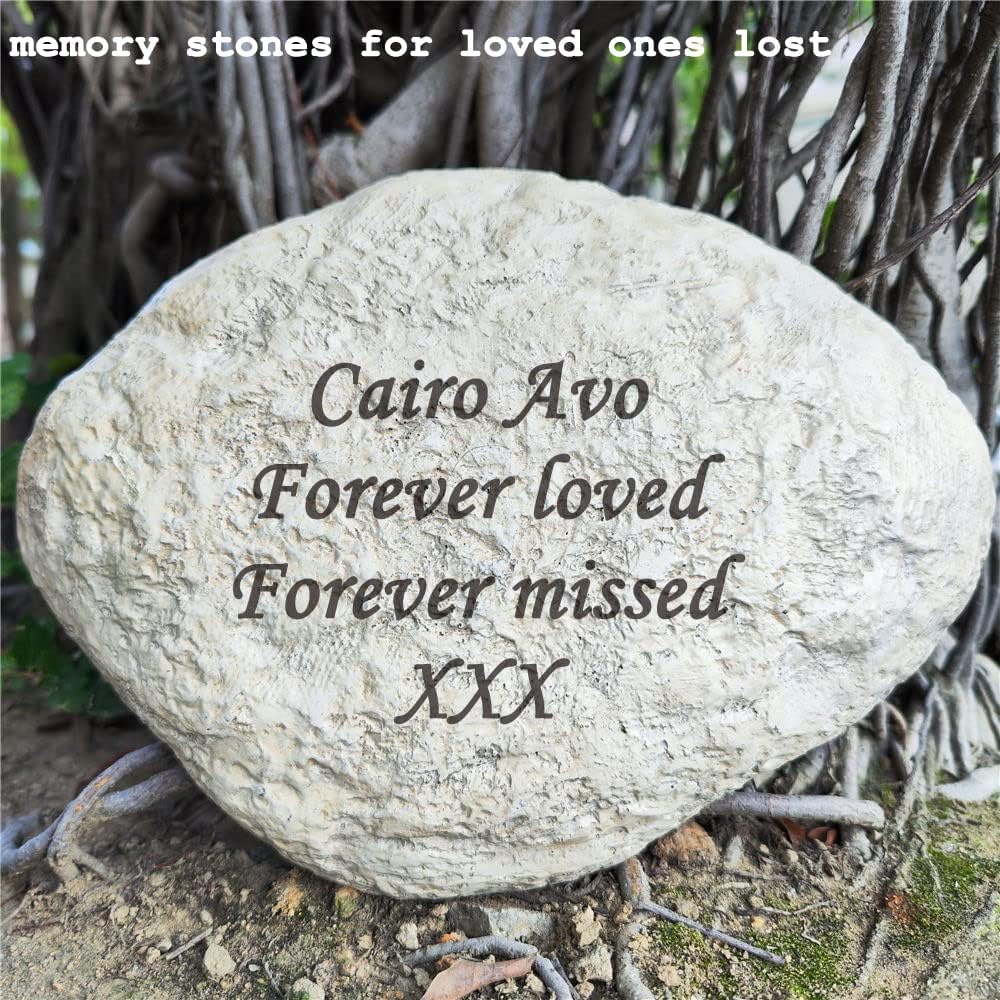 Personalized Decorative Garden Stones Engraved with Any Message, Indoor or Outdoor Welcome Stones Memorial Stones Cemetery Decorations for Housewarming,Memorial Gifts Special Day Gifts,11"X8"-VerdiqueGarden