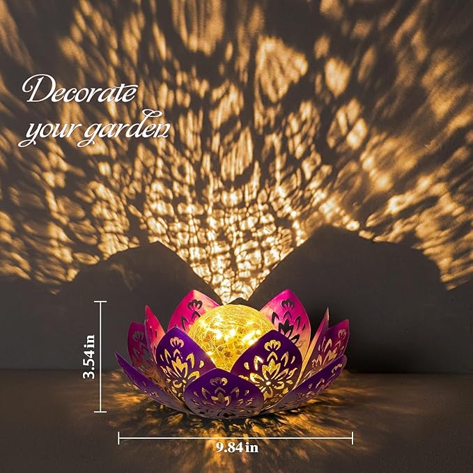 Huaxu Solar Garden Lights Outdoor Decorative - Bright Lotus Flower Table Lamp, Waterproof Solar Lights for Patio Pathway Yard Balcony Outside Decor-VerdiqueGarden