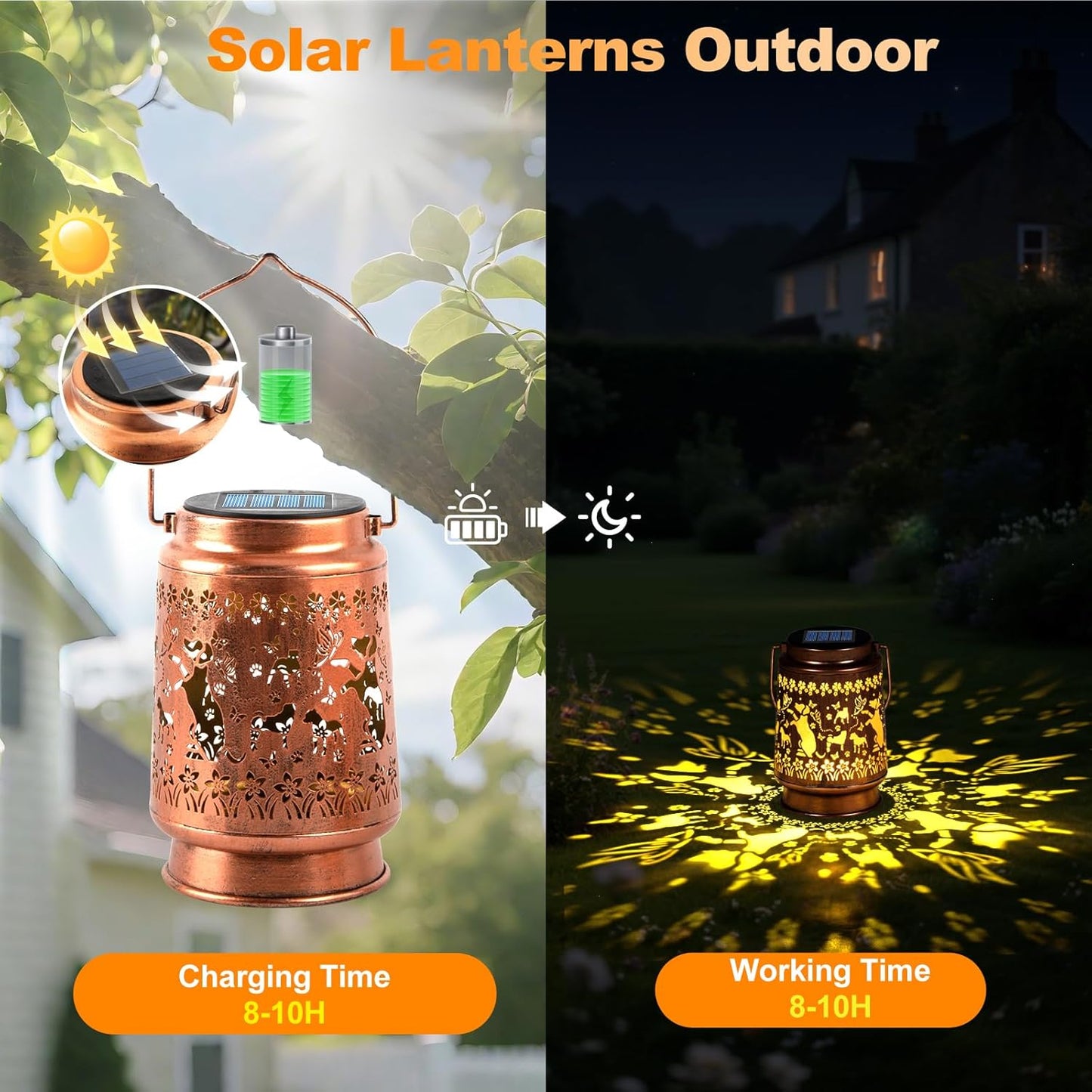 Solar Lanterns Outdoor Waterproof, Dog Garden Decor for Yard Porch Lawn Patio Pathway, Hanging Solar Lights Birthday Gifts for Women Mom Grandma Sister Friend-VerdiqueGarden