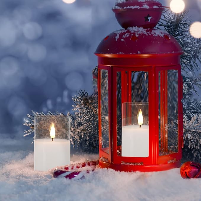 6Pack Glass Flickering Flameless Candles with Remote, 2"X3" Real Wax Votive Candles Battery Operated, Small Electric LED Candles for Wedding Home Decor, w/4 Timers+2 Lighting Modes [Clear]-VerdiqueGarden