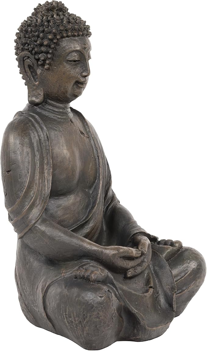 Alpine Corporation 15" Tall Indoor/Outdoor Meditating Buddha Statuary Décor-VerdiqueGarden