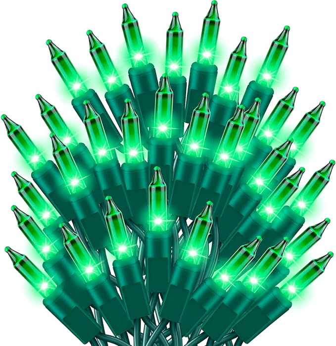 Ultra-Bright Connect End to End Green Christmas Mini Light 300L 63.8Ft(2Sets-Each 150L)UL Listed Incandescent Bulb String Light for Indoor Outdoor Holiday Garden Party Christmas Tree Decor-VerdiqueGarden
