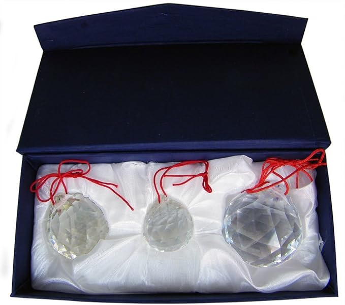 Amlong Crystal® 30mm, 40mm, 50mm Clear Suncatcher Crystal Ball Prisms Feng Shui Total 3Pcs with Gift Box-VerdiqueGarden