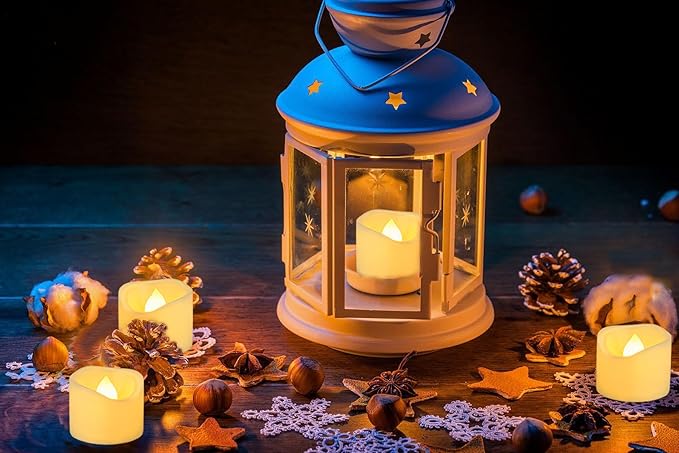 6 Flameless LED Battery Operated Tea Lights with Timer Realistic Flickering Electric Tealight Votive Candles Set Bulk Baptism Wedding Party Decorations Home Decor Centerpieces Batteries Incl.-VerdiqueGarden
