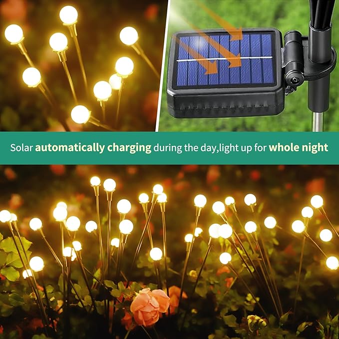 Solar Lights Outdoor Waterproof, 10 Packs 80LED, Solar Garden, Patio, Garden Decor, Patio Decor, Firefly Outdoor, Unique Gifts for Women, Gifts for Grandma-VerdiqueGarden