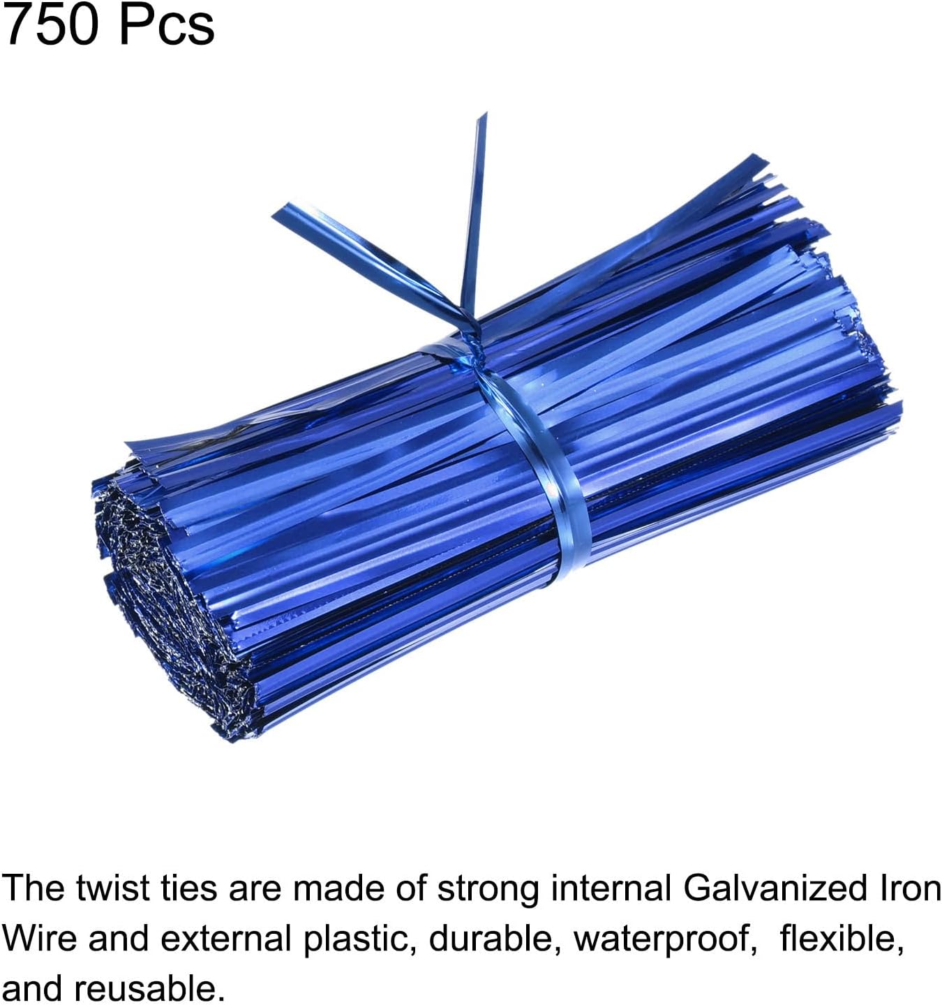 MECCANIXITY Foil Twist Ties 3" 8cm Metallic Plastic Closure Tie for Tying Bread, Candy, Cookies, Gift Bags Arts Crafts Ties Blue Pack of 750-VerdiqueGarden