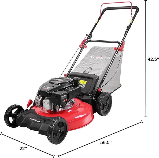 PowerSmart Gas Lawn Mower 21-Inch 144cc OHV Engine 3-in-1 Push Mower with Bagging-VerdiqueGarden