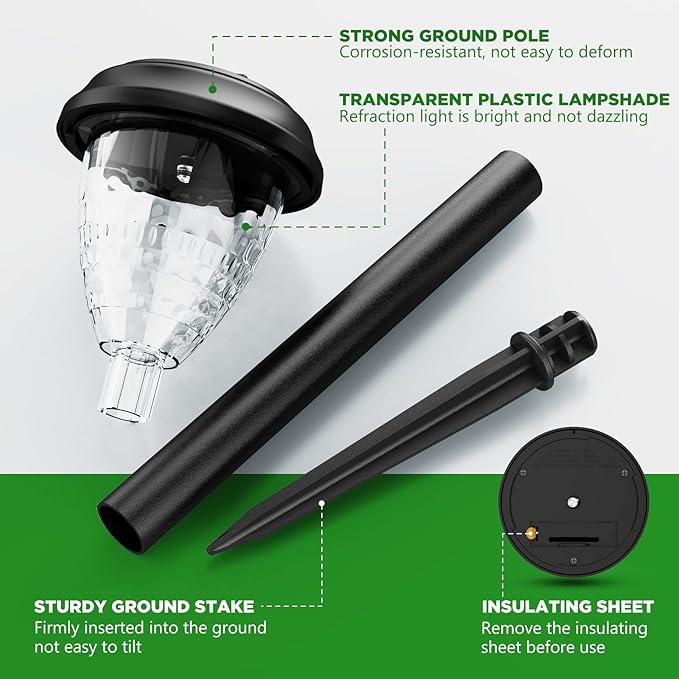 Super Bright Solar Lights Outdoor Waterproof 10 Pack, Dusk to Dawn Up to 12 Hrs Solar Powered Pathway Garden Lights Auto On/Off, LED Landscape Lighting Decorative for Walkway Patio Yard-VerdiqueGarden