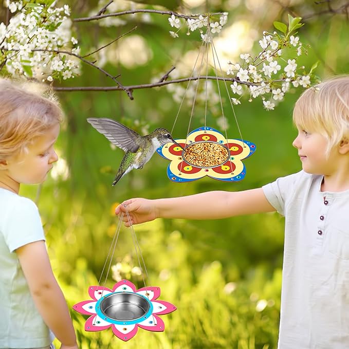 Fennoral 4 Pack Bird Feeder Kits for Kids Make Your Own Bird Feeders Wooden Arts and Crafts for Kids Ornaments DIY to Paint Bird Feeders Craft for Spring Winter Garden Outdoor Activities Project-VerdiqueGarden