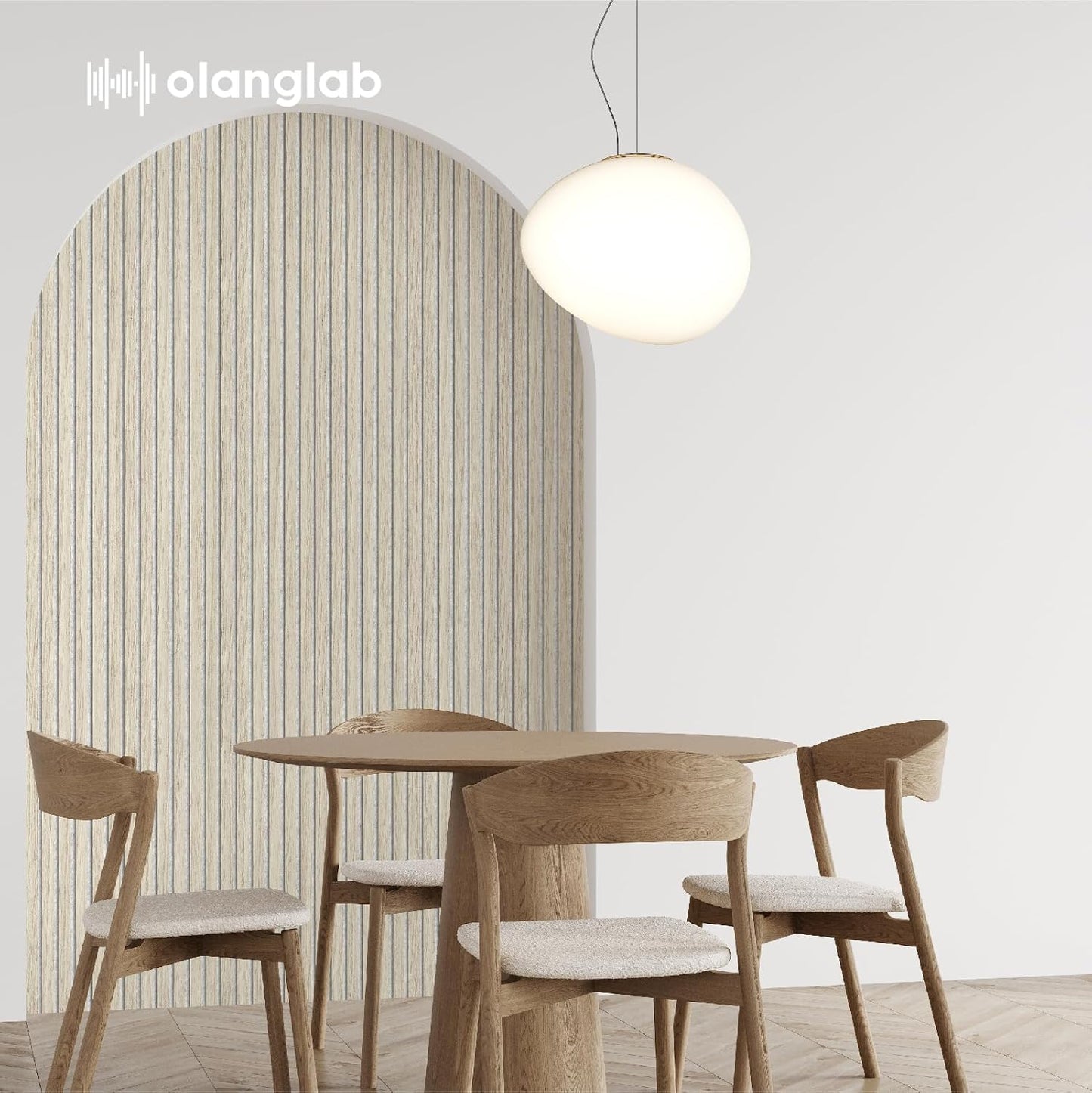 Olanglab Wood Slat Wall Panels 4 Pack, Wooden Acoustic Wall Panels, 94.5"x12.6" Each 3D Wall Panels for Interior Wall Decor (Light Oak-Grey Felt-Extendo Trio)-VerdiqueGarden