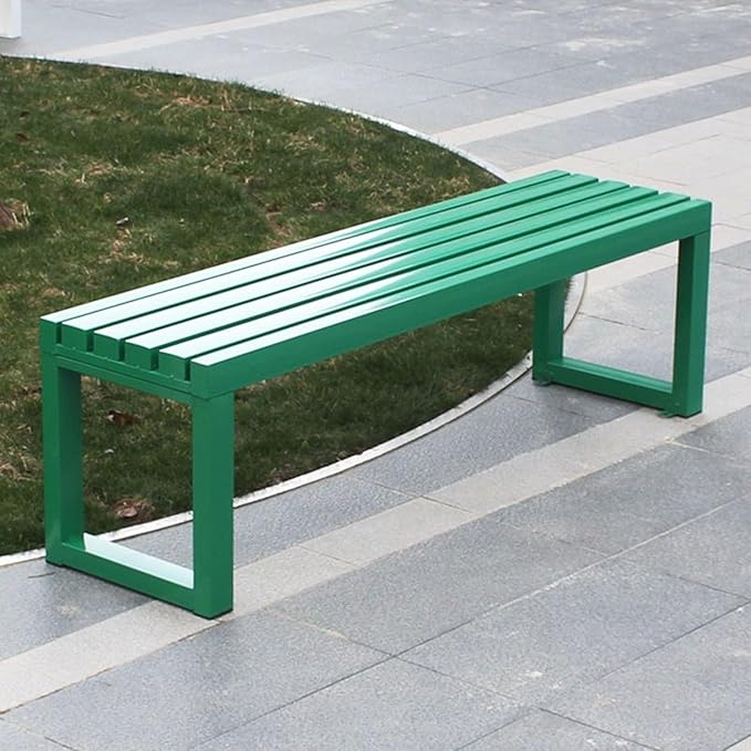 Weatherproof Metal Dining Bench, Outdoor Bench Backless Patio Bench 2-Person Farmhouse Bench Garden Bench for Kitchen, Living Room, Entryway(Green,40in)-VerdiqueGarden