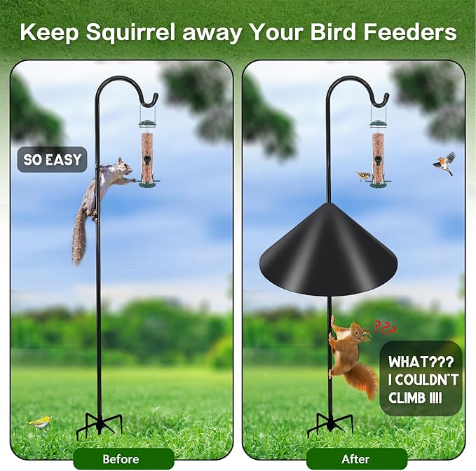 Gtongoko 19 Inch Squirrel Baffle for Bird Feeder Pole Squirrel Guards for Shepherds Hook Stopper for Bird Feeders Black 1 Pack-VerdiqueGarden