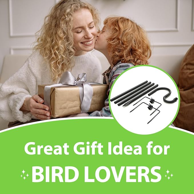 Shepherds Hooks, 78" Bird Feeder Pole for Outdoor, 4/5” Thick Hummingbird Feeders Stand Heavy Duty, Hanging Plant Hanger Stake with 5-Prong Base, Metal Shepard Stick-VerdiqueGarden