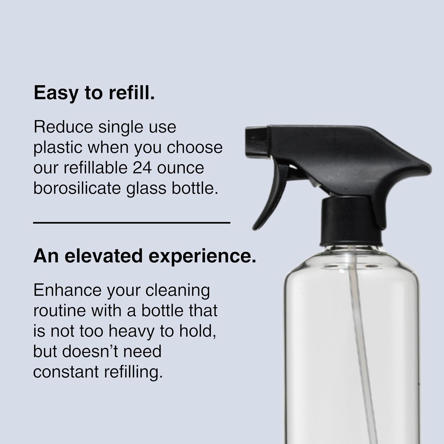 Public Goods Empty Glass Spray Bottle for Bathroom Cleaner | Refillable Spray Bottle for Cleaning | Made with Clear Borosilicate Glass for Toilets, Tile, Showers, Sinks | BPA Free | 24 Oz-VerdiqueGarden