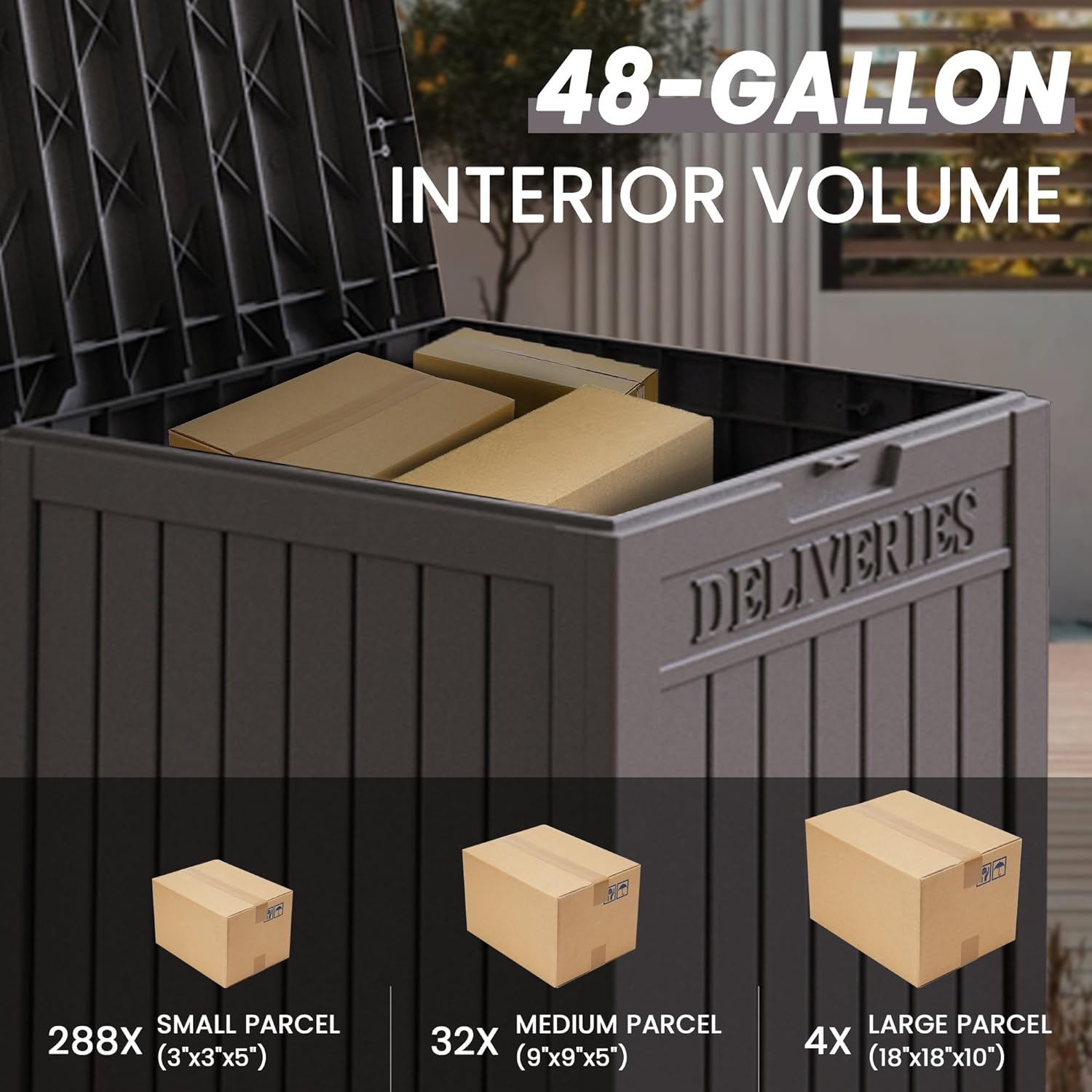 55 Gallon Coffee Resin Deck Box - Lockable, Rust-Resistant Outdoor Storage for Gardens & Patios - Waterproof Bench-Style Box with Handles-VerdiqueGarden