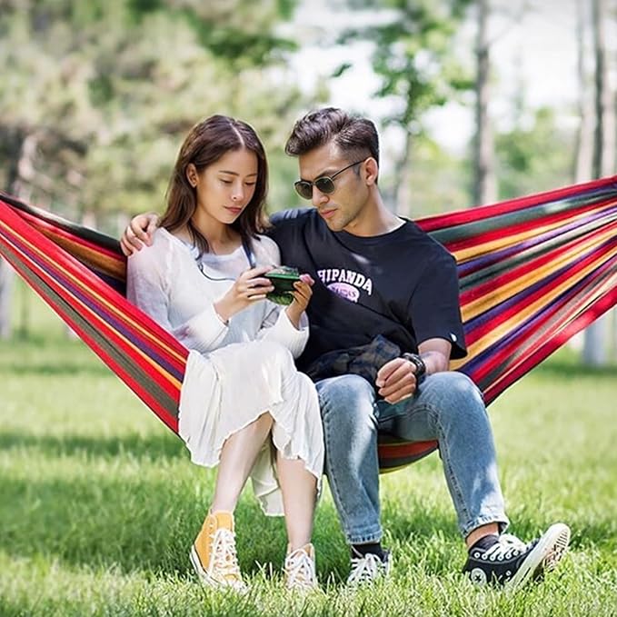 Durable Hammocks 660 Lbs Capacity, Camping Essentials Hiking Gear Accessories Max 2 X Tree Straps & Carabiners & Duckbilled Buckle & Thicker Rope & Portable Carrying Bag Included (red)-VerdiqueGarden