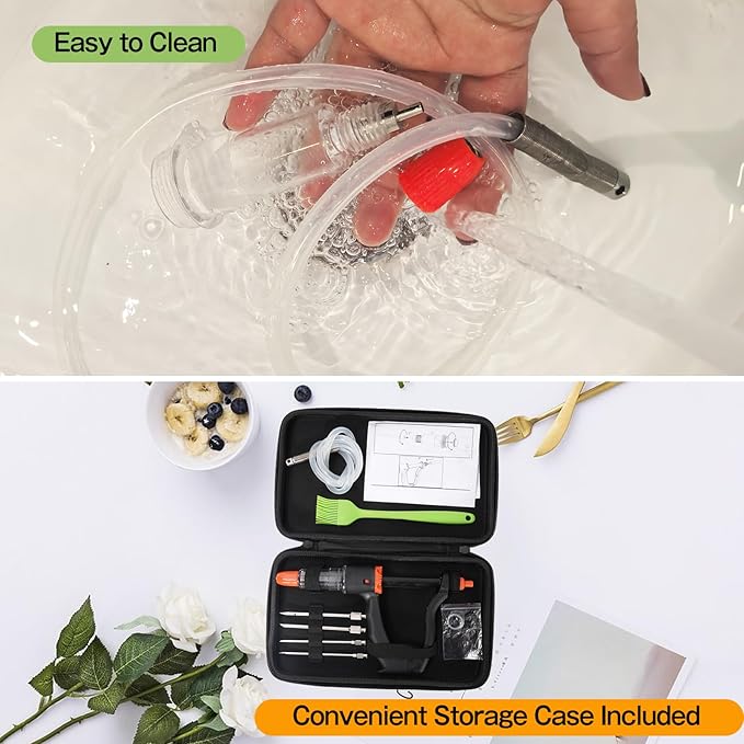 Premium Marinade Injector Syringe – Adjustable Flow (5ml/10ml/15ml), 4 Stainless Steel Needles, Meat Injector for Turkey, BBQ, Chicken, Beef, Pork, Brisket, Smoking & Holiday Cooking-VerdiqueGarden