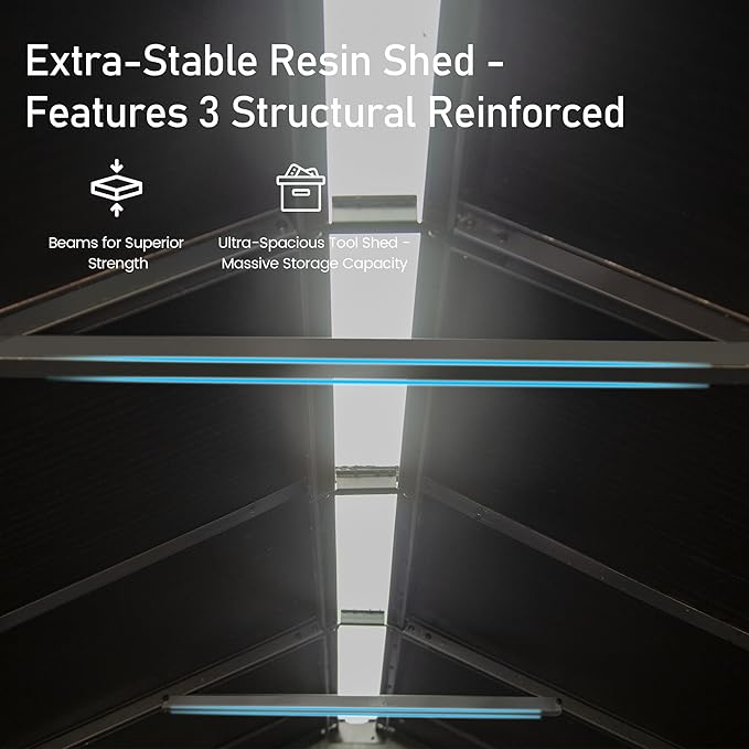 Domi 6x6 FT Outdoor Resin Storage Shed, All-Weather Double-Wall Storage Building for Backyard, Garden, Lawn Tools, Mower, Bike & Pool Equipment, Lockable Doors, Ventilated Roof, Grey-VerdiqueGarden