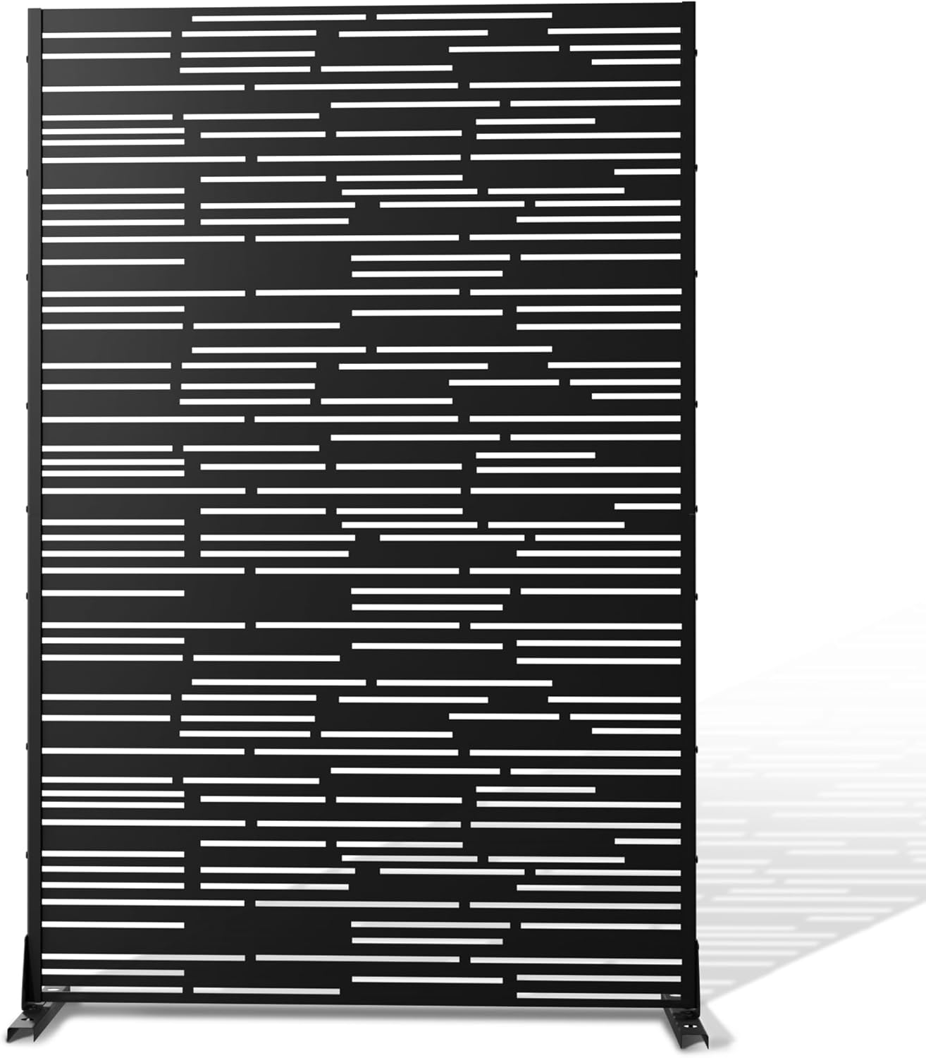 Metal Privacy Screen Outdoor 72" H×47" W,Freestanding Decorative Privacy Screen for Balcony Yard&Garden,Privacy Fence-Black&Shine-VerdiqueGarden