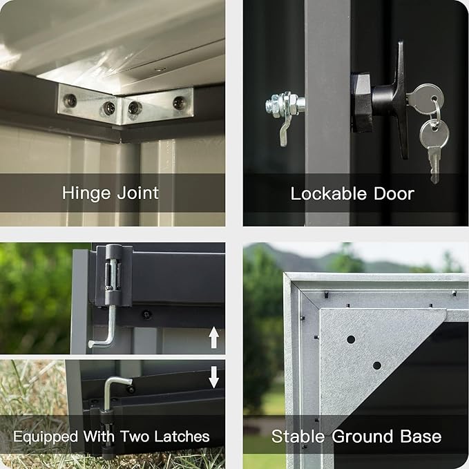 Domi Outdoor Storage Shed 5' x 3’, Metal Garden Shed with Galvanized Steel Frame for Bike, Tools, Lawn Mowers, Pool Toys, Outdoor Storage Cabinet with Lockable Door for Garden Lawn Patio (Dark Grey)-VerdiqueGarden