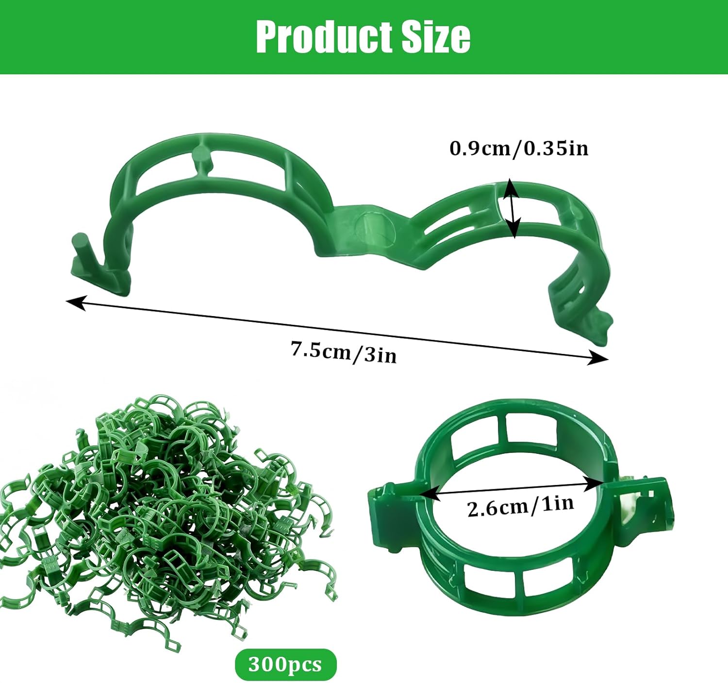 300 PCS Green Plant Fixing Clips,Plant Support Clips, Tomato Clips, Plastic Trellis Clips,Garden Clip for Fixing Stem and Vine-VerdiqueGarden