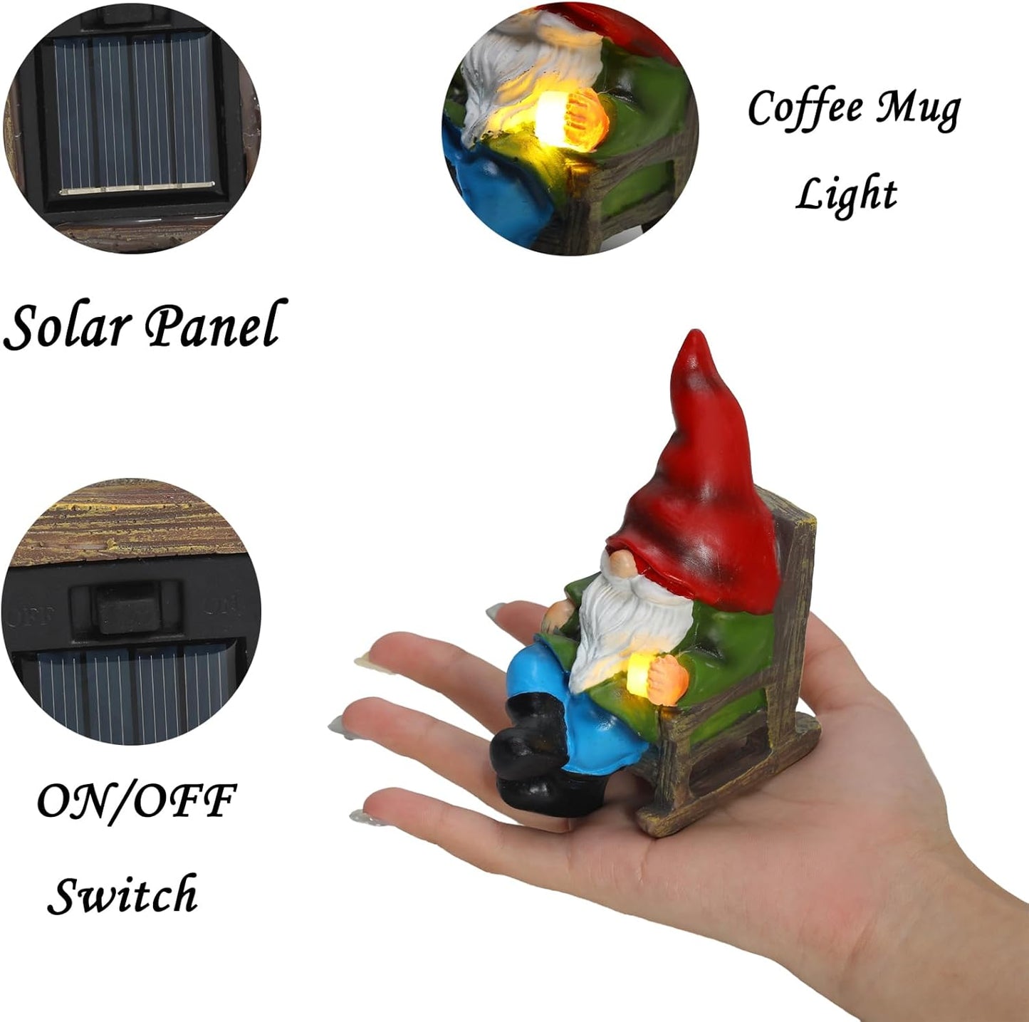 Solar Gnomes Decor Outside Mini Gnome Figurines Outdoor Solar Porch Patio Garden Miniatures Gnomes Decor Gift for Women Grandma Mother's Day Birthday-VerdiqueGarden