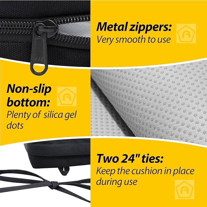 AAAAAcessories Outdoor Seat Cushions for Chairs, Waterproof, Fade-Resistant Patio Furniture Replacement Cushions, 20" x 18" x 3", Set of 2, Black-VerdiqueGarden