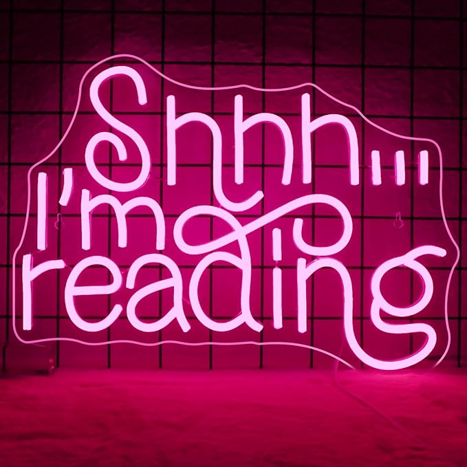 WLHOPE Shhh Im Reading Neon Sign Neon Signs for Wall Decor Dimmable Read Books Neon Lights LED Sign for Book Lovers Gifts Bedroom Bookstore Reading Room Library Study Room Decoration-VerdiqueGarden
