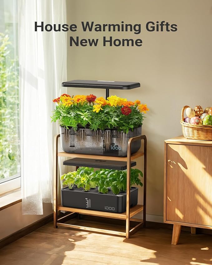 iDOO Hydroponics Growing System Kit 12 Pods, Christmas Gifts Gardening Gifts for Women Mom Dad Kids, Indoor Herb Garden with LED Grow Light for Home School, Indoor Plants Good for Mental Health-VerdiqueGarden